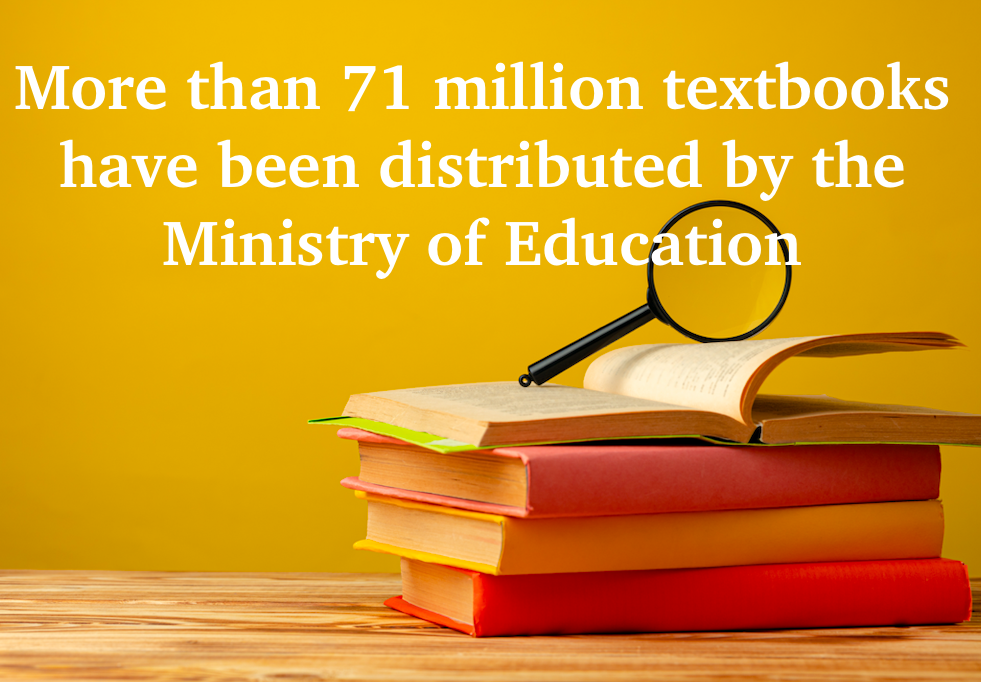 Over 71 million school textbooks have been distributed by the Ministry of Education